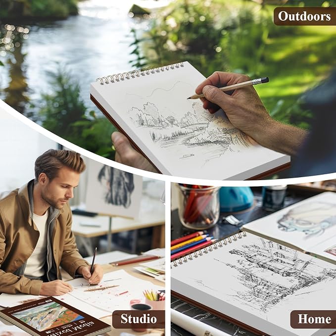 Mixed Media Sketchbook 9" x 12", 60 Sheets Each, 2 Pack, Heavyweight Drawing - Image 7