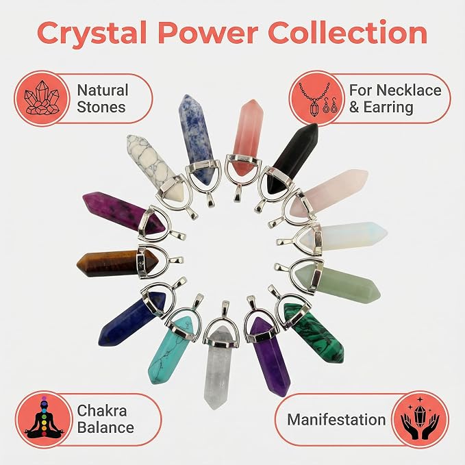 Crystal Pendants Mutilcolor 50pcs Gemstone Bullet Meditation Healing Pointed - Image 2