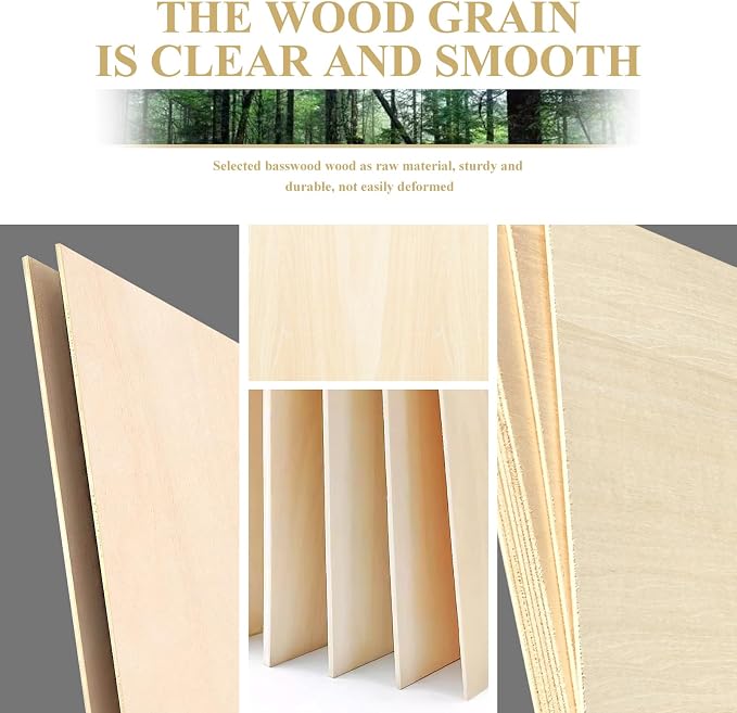 QSJQllo 24 Pack 12"x12"x1/8" Basswood Sheets, 3mm Basswood Plywood, Craft Wood - Image 5