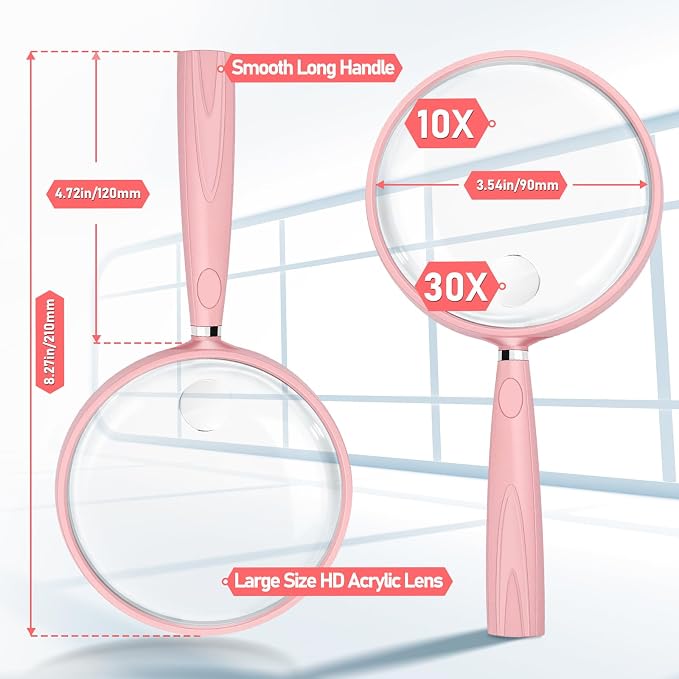 10X 30X Magnifying Glass for Reading, Handheld Magnifier for Reading, 90mm - Image 5