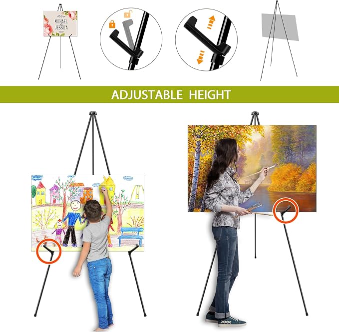 AROIC 63 "Easel Stand for Display, 10 Pack Portable Foldable Metal Easel - Image 8