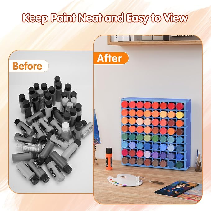 Krafetto 64 Grids Craft Paint Storage Organizer, Wall-mountable Paints Holder - Image 7