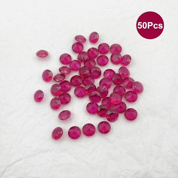 50Pcs Loose Synthetic Ruby Stone Bulk Wholesale Round Brilliant Cut Diamon - Image 4