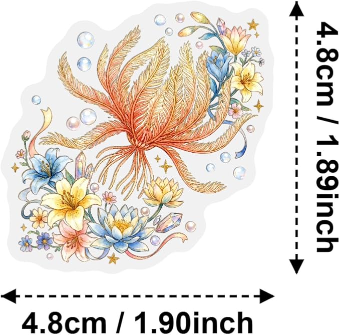 50Pcs Transparent Aesthetic Marine Life Flowers Stickers - Image 2