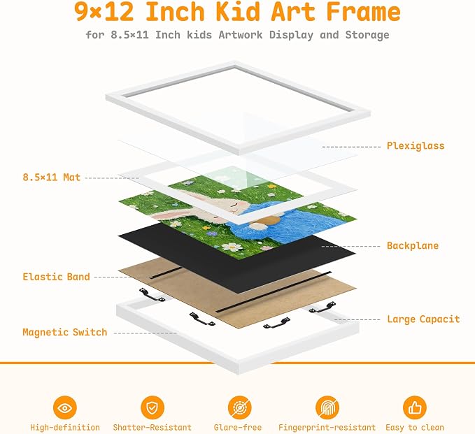 4 Pack Kids Artwork Frames Changeable 8.5 x 11 Inch Children Art Projects - Image 7