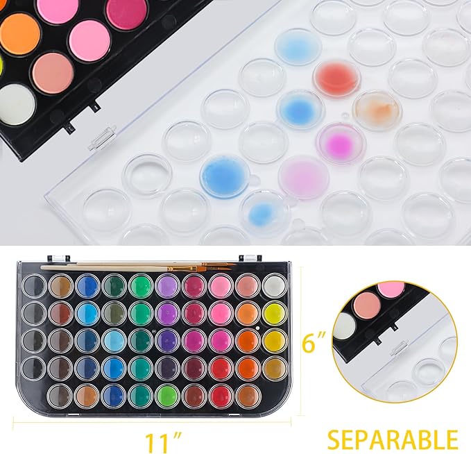 Artecho 48 Colors Watercolor Paint Set, Portable Travel Watercolor Cake Kit - Image 4