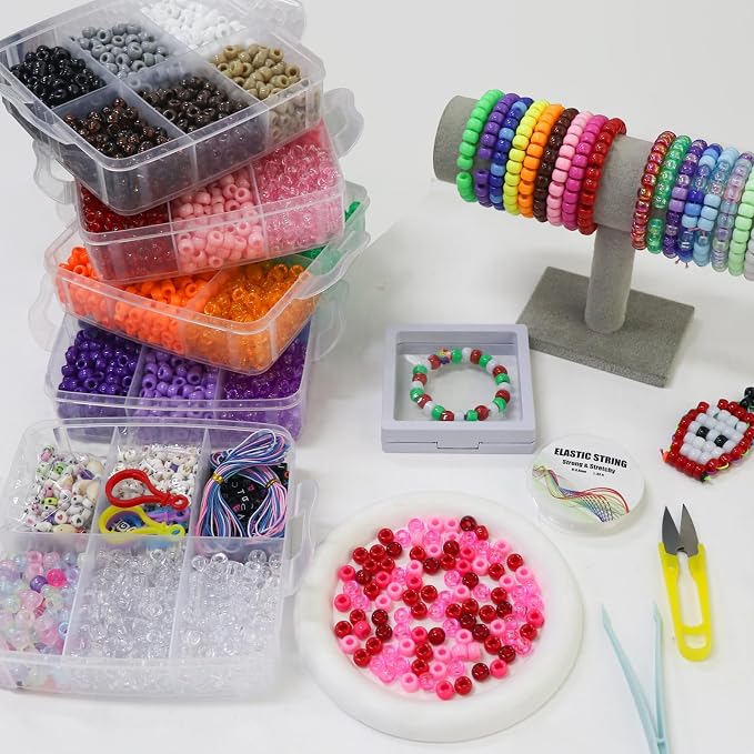 JULIMAIDONG 6500Pcs Pony Beads for Bracelets Making, 27 Colors Kandi Friendship - Image 2