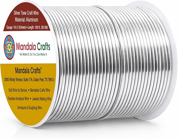 Mandala Crafts 18 Gauge Silver Tone Anodized Aluminum Craft Wire, 100 FT | by MandalaCrafts