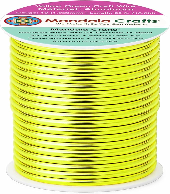 Mandala Crafts 13 Gauge Yellow Green Anodized Aluminum Craft Wire, 60 FT | - Image 2