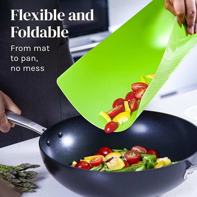 Extra Thick Flexible Plastic Cutting Board Mats, BPA Free, Non-Slip Waffle Back - Image 2