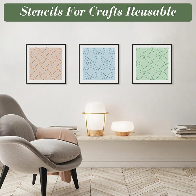 Texture Stencils for Crafts Reusable 16Pcs Stencils | DIY Art Painting Stencil - Image 2