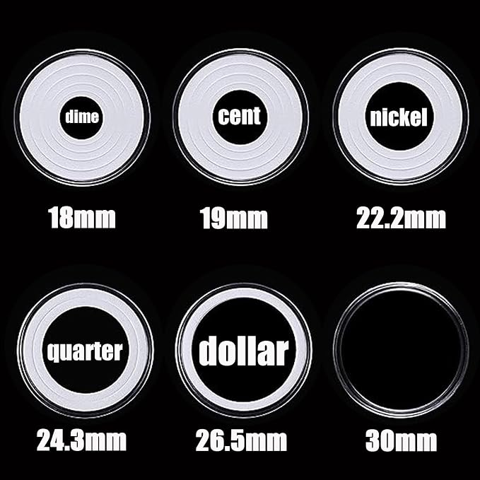 MUQING 240 PCS 30mm Plastic Coin Capsule Holder, 5 Sizes Protect Gasket Coin - Image 5