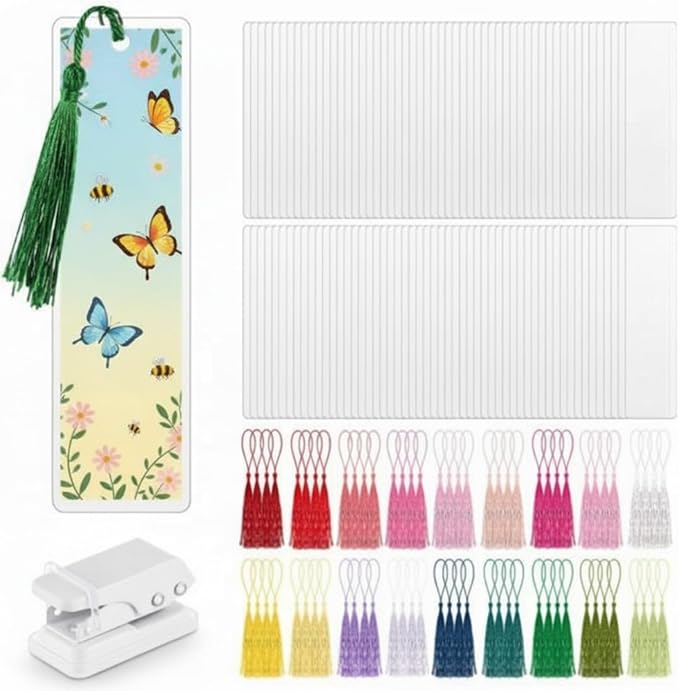 Fuyoooo 101 Pcs DIY Bookmark Making Kit Bookmark Laminating Pouches 5 Mil Hot by Liraitoya