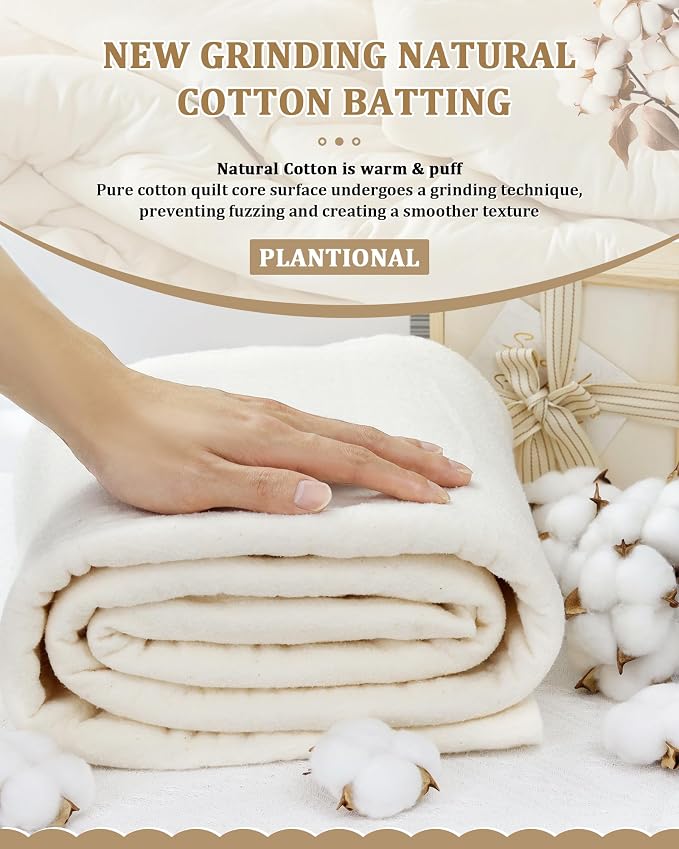 PLANTIONAL Grinding Natural Cotton Quilt Batting: 79-Inch x 91-Inch Light - Image 3