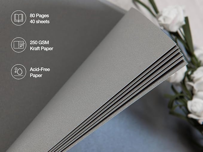 potricher 10 x 10 Inch DIY Scrapbook Photo Album 80 Pages Thick Kraft Blank - Image 5