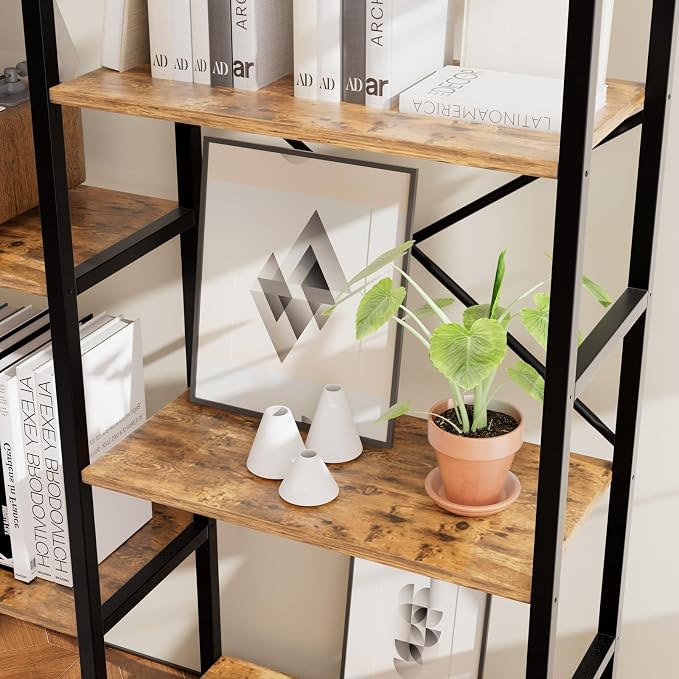 GRUSIGN Triple 4 Tier Book Shelf, Modern Bookcase Shelf, Freestanding Large - Image 6