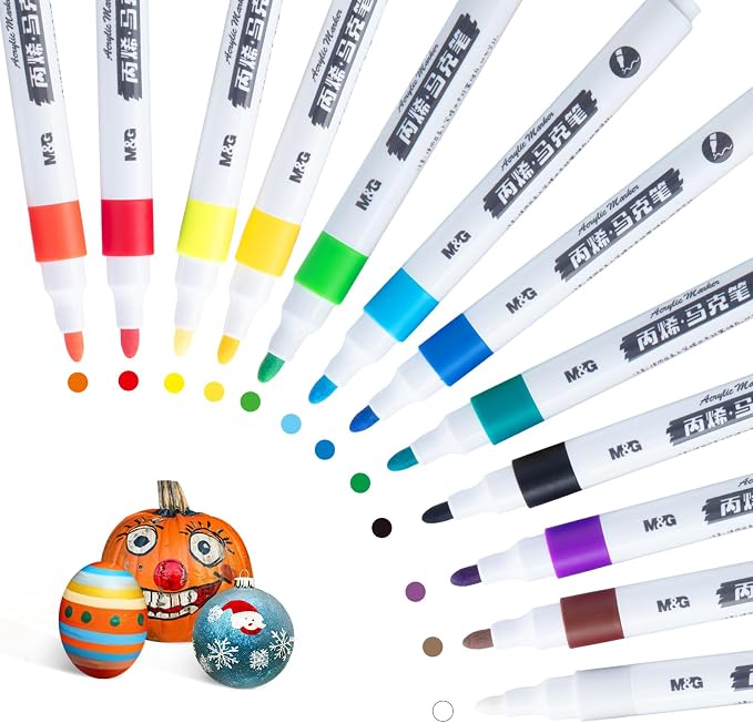 M&G Acrylic Paint Pens Markers Stocking Stuffers, 12 Colors by MG
