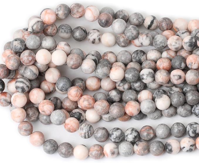 35PCS 10mm Natural Pink Zebra Jasper Round Loose Beads - Image 3