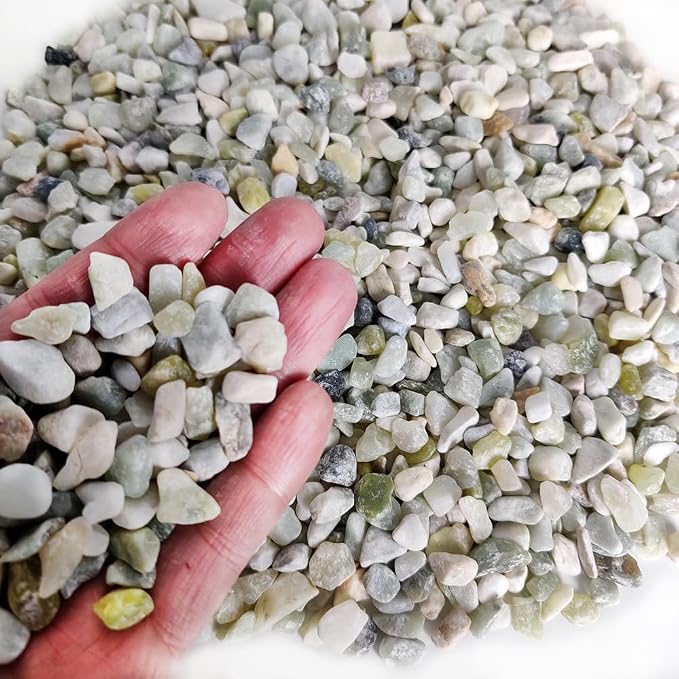 1.1 LB Natural Small Jade Gravels Mini River Rocks, Light Green Mix | - Image 5