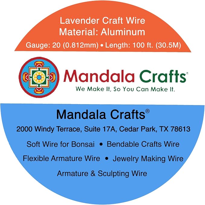 Mandala Crafts 20 Gauge Lavender Anodized Aluminum Craft Wire, 100 FT | Colored - Image 3