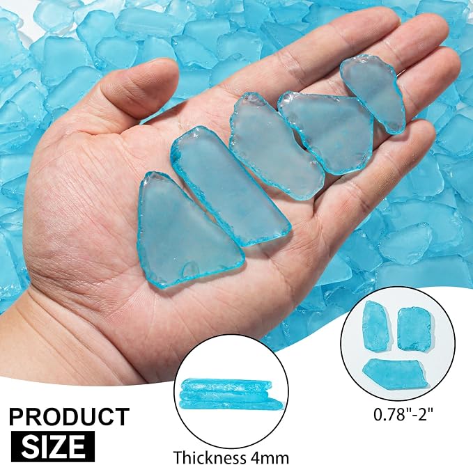 Keedolla Tumbled Sea Glass for Crafts - 10 OZ Ice Blue Seaglass Pieces Flat - Image 3