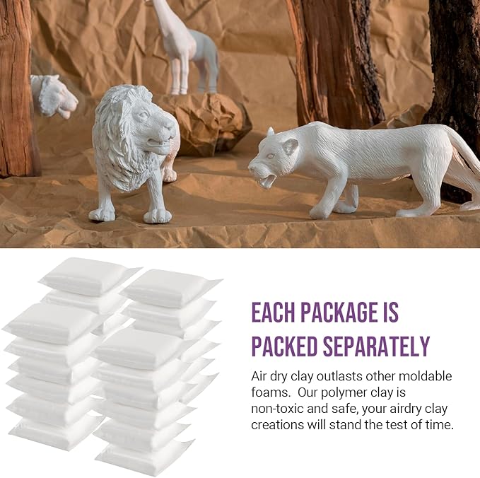 CALPALMY Air Dry Clay, Bulk 24-Pack White Moldable Foam Clay, Airdry Soft Clay - Image 6