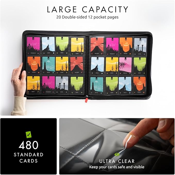 Vault X 12 Pocket Zip Binder, 480 Cards, Exo-Tec Material, 20 Side-Loading Pages - Image 4