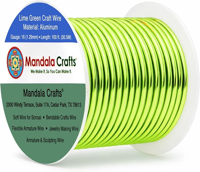 Mandala Crafts 16 Gauge Lime Green Anodized Aluminum Craft Wire, 100 FT | by MandalaCrafts