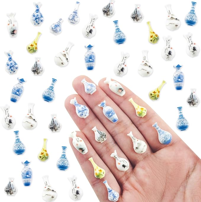 100 Pieces Tiny Vase for Dollhouse Miniatures Resin Things for Crafts Mini Vase by HOMICO