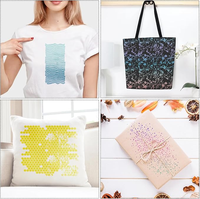 16 Pieces Stencils for Painting, Abstract Texture Stencils Crafts Reusable - Image 3