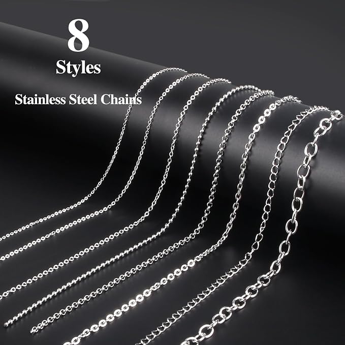 Ecoofor Necklace Chains for Jewelry Making, 62.3 Feet 8 Rolls 304 Stainless - Image 2