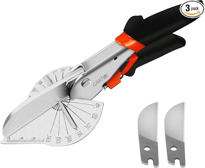 GARTOL Miter Shears, 45-135 Degree Adjustable Angle Scissors, Quarter Round by GARTOL