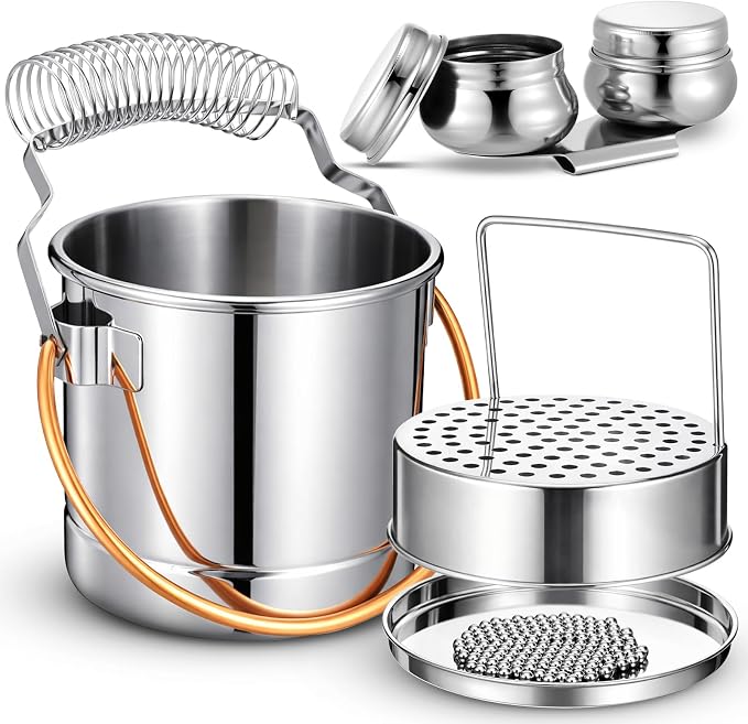 2 Pcs Paint Brush Cleaner Set Stainless Steel Double Dipper Palette Cup Paint by Skybooly