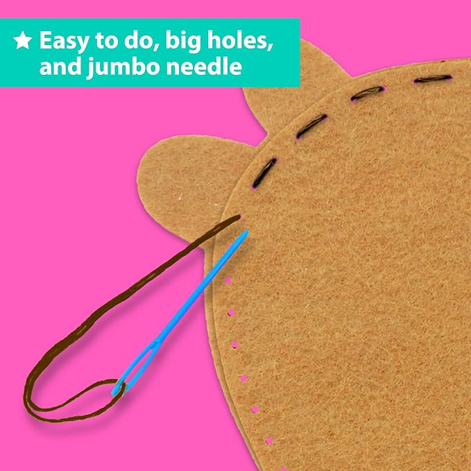 KRAFUN Beginner Sewing Kit, Sew Capybara & Orange, Pre-Cut Felt, Ages 5+ | - Image 4