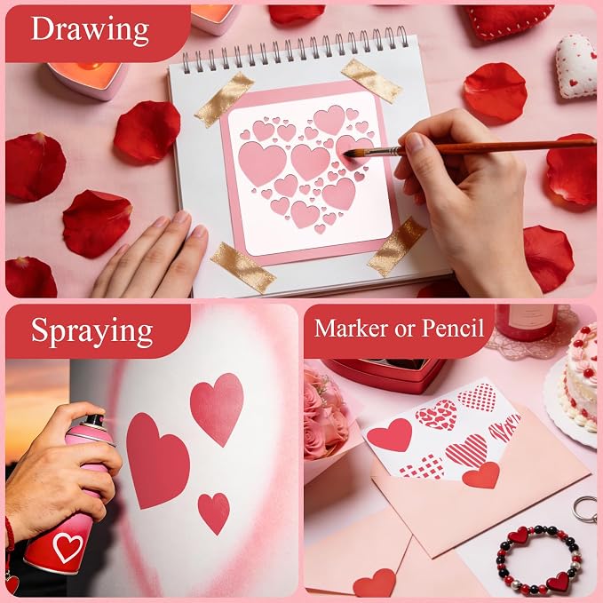 12 PCS Love Heart Stencils for Painting - Image 8
