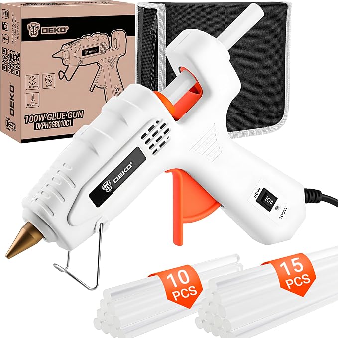 Hot Glue Gun Full Size: DEKOPRO 60/100Watt Dual Temp Hot Glue Gun Kit by DEKOPRO