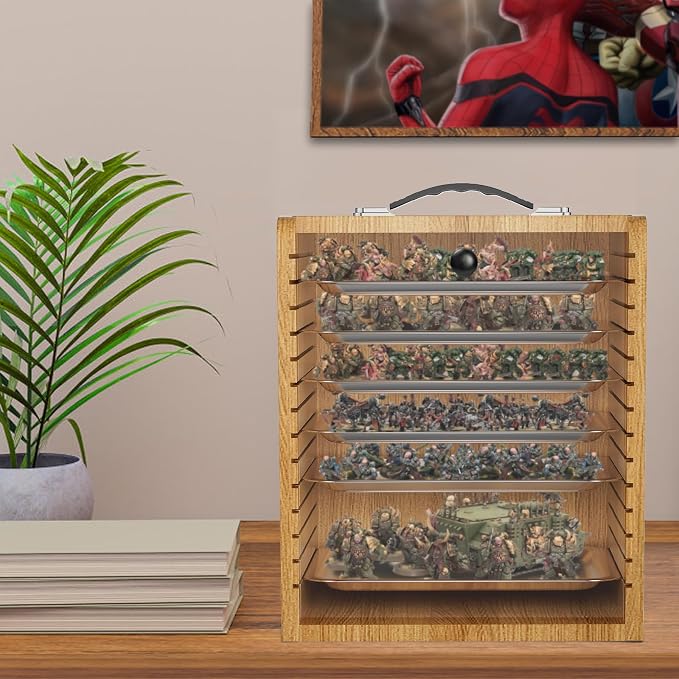Miniature Storage Case for Collectibles Miniatures, Wooden Display Cases - Image 2