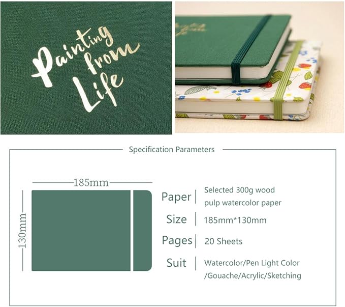 Handmade Watercolor Journal, 140lb/300gsm, Cold Press, 20 Sheets/40 Pages - Image 3