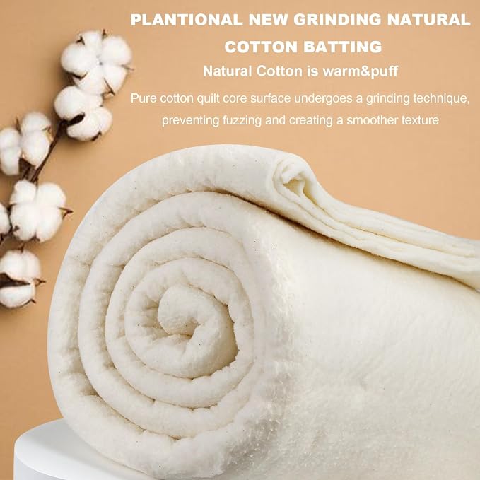 PLANTIONAL Grinding Natural Cotton Quilt Batting: 79-Inch x 91-Inch Light - Image 8