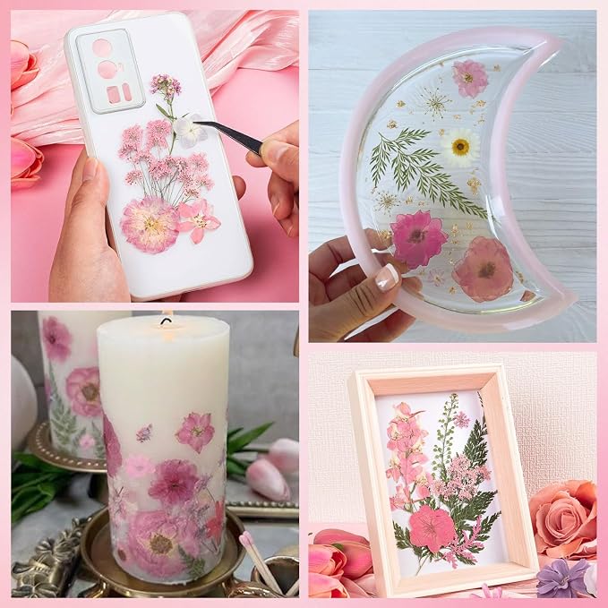 80pcs Pink Pressed Flowers Bulk, Romantic Dried Flower Leaves, Natural Pressed - Image 6