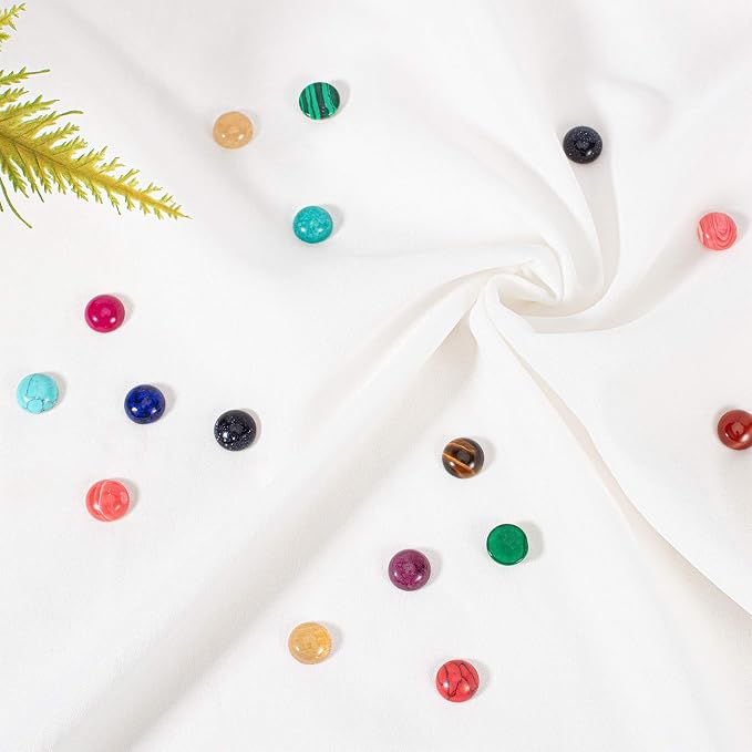 PH PandaHall 50pcs Gemstone Cabochons 25 Colors 12mm Flat Round Cabochon Quartz - Image 4