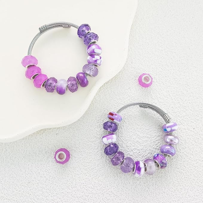 Large Hole Beads Spacer Beads Purple Assorted European Craft Big Beads Large - Image 3