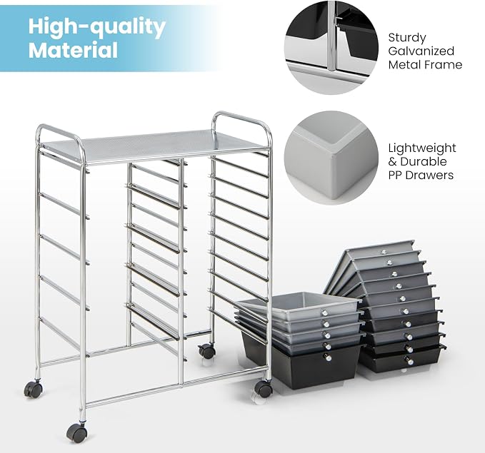 BECOMFORT 15-Drawer Rolling Cart - Image 5