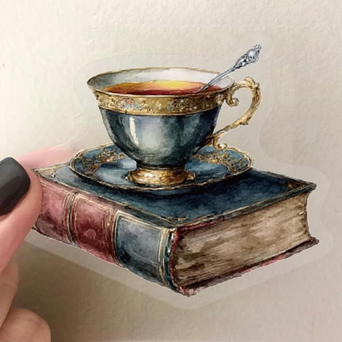 50 Pcs Clear Coffee and Book Aesthetic PET Stickers - Image 2