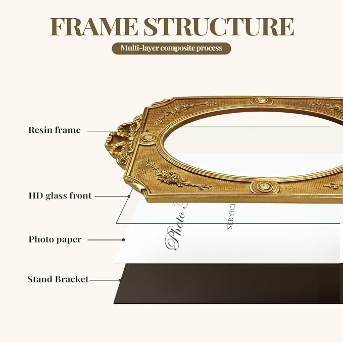 Cuspin 5x7 Picture Frame Vintage Bow Frame, Bronze Textured Resin Photo Frame - Image 8