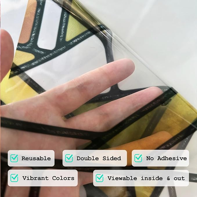 Faux Stained Glass Effect Transparent Window Film, Original Hand Drawn Static - Image 5