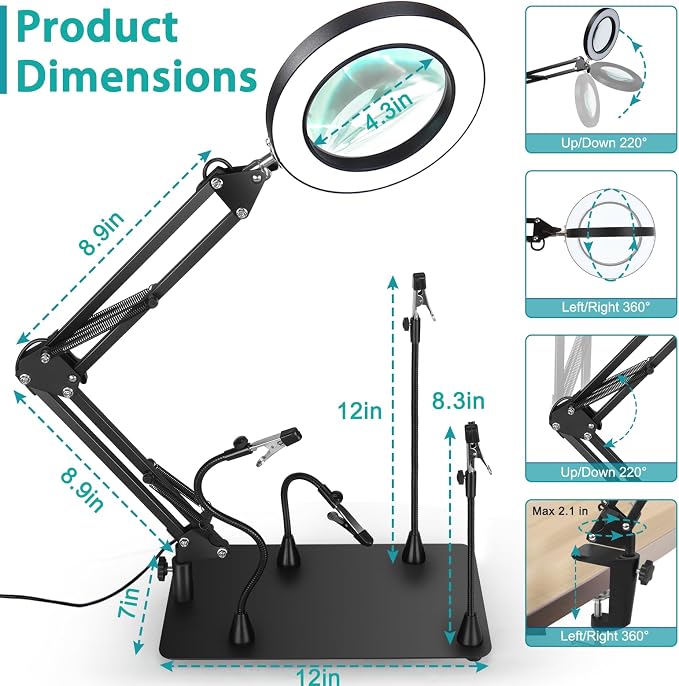 Helping Hands Soldering Station, 12X Magnifying Glass - Image 5