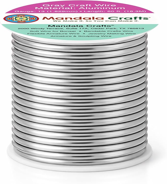 Mandala Crafts 13 Gauge Gray Anodized Aluminum Craft Wire, 60 FT | Colored - Image 2