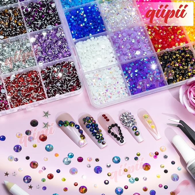 qiipii 48 Color 4mm Jelly AB & Crystal Colorful Resin Rhinestones - Image 4
