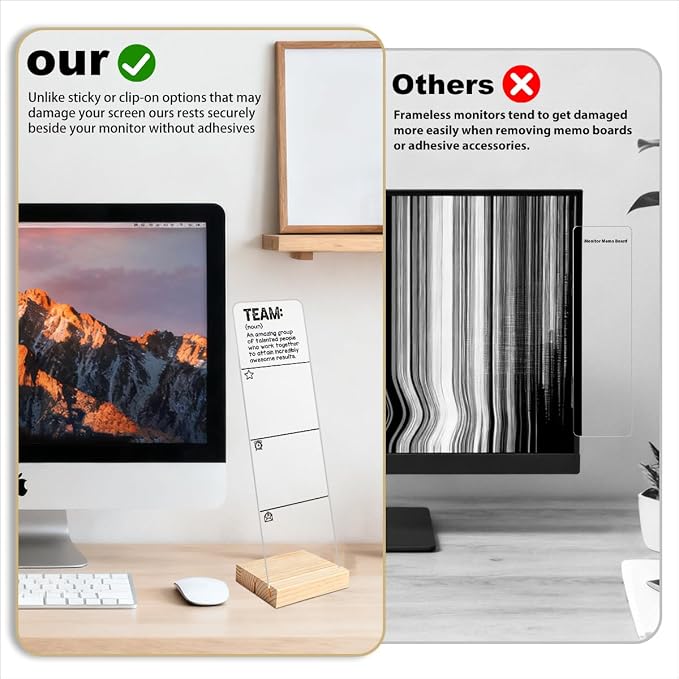 Acrylic Sticky Note Board with Wooden Base, Inspiring Team Quotes Desktop Logo - Image 3
